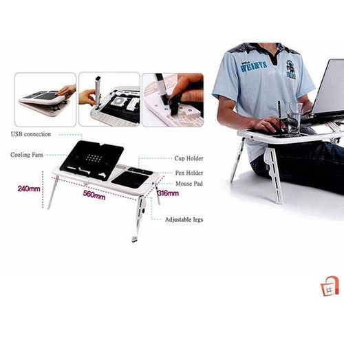 super table pliable pour PC Portable Réglable avec Ventilateur de Refroidissement Intégré