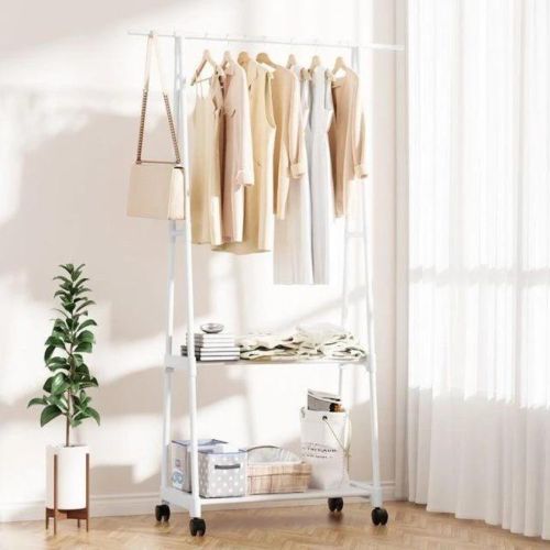 Support à vêtements, organisateur de chambre à coucher, organisateur d'étagère au sol triangulaire