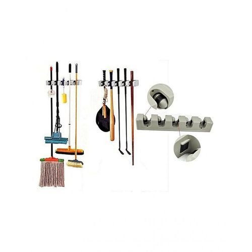 Porte Balais mural pour outils jardin accroche tout a 5 Compartiments 6 Crochets