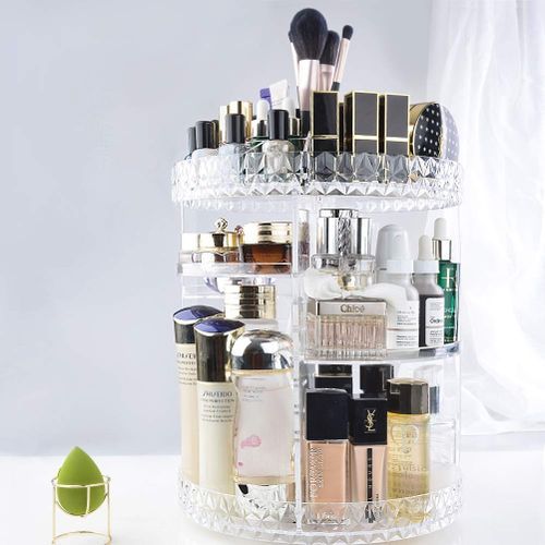 Organisateur Maquillage Rotatif 360° Rangement Cosmetique Reglable en Acrylique