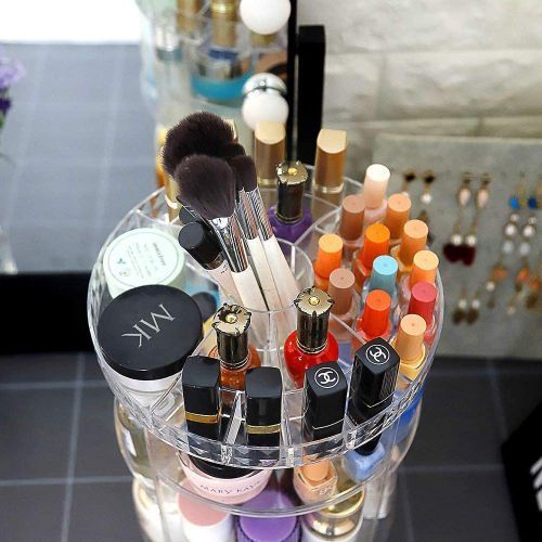 Organisateur Maquillage Rotatif 360° Rangement Cosmetique Reglable en Acrylique