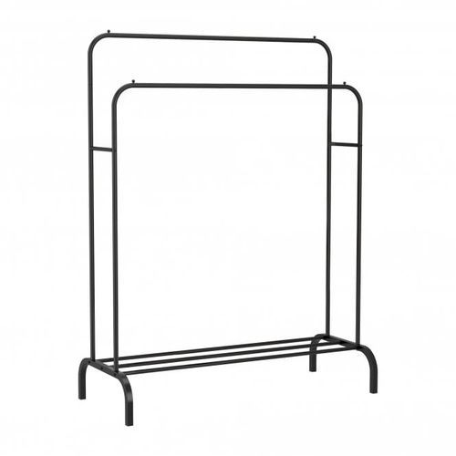 Porte-Manteau/ Portant à Double tringles avec étagère de chaussure - Noir -