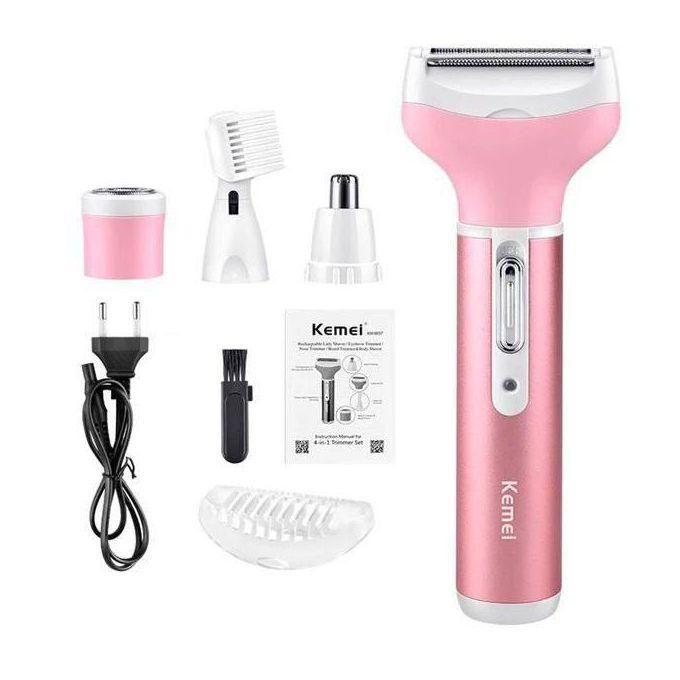 4 en 1 Rasoir Electrique Femme Rechargeable par USB, Épilateur Électrique Femme Sans fil pour épilation du Vsage et du Corps, tondeuse à sourcils, aisselles, bikini et jambes