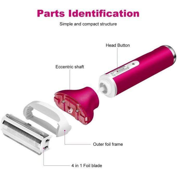 4 en 1 Rasoir Electrique Femme Rechargeable par USB, Épilateur Électrique Femme Sans fil pour épilation du Vsage et du Corps, tondeuse à sourcils, aisselles, bikini et jambes