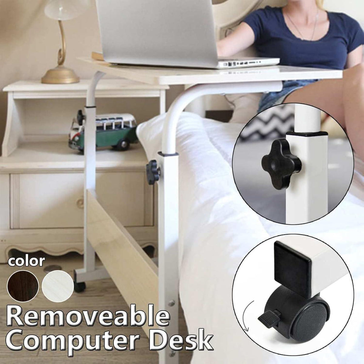 Bureau d'ordinateur table de chevet petite table élévatrice Mobile petit support pour ordinateur portable domestique avec roues